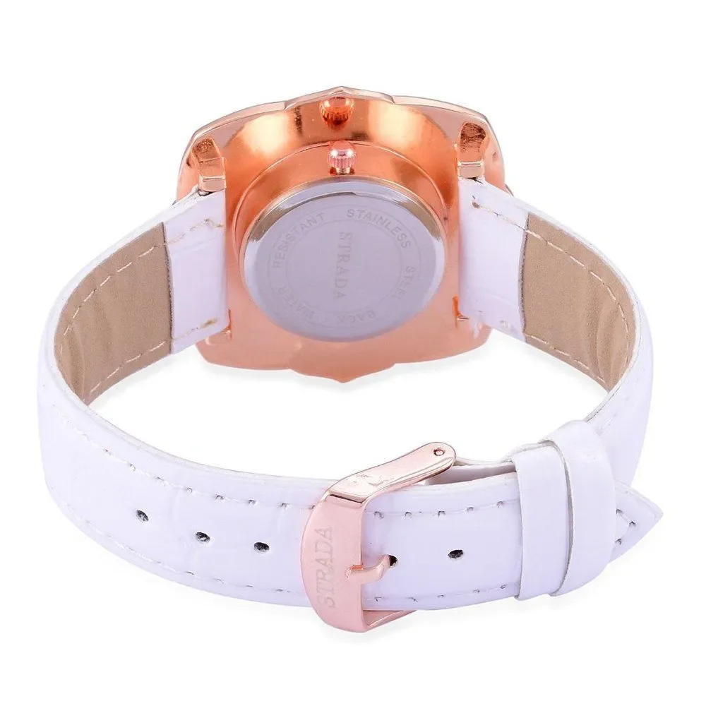 STRADA Austrian Crystal Watch White Band